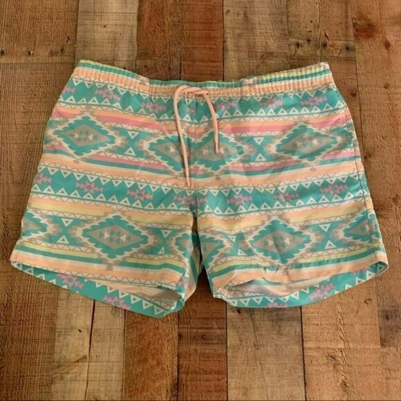 Chubbies Mens Size L Aztec Pastel Print Swim Trunks Nylon Lining Made In USA - Picture 1 of 9